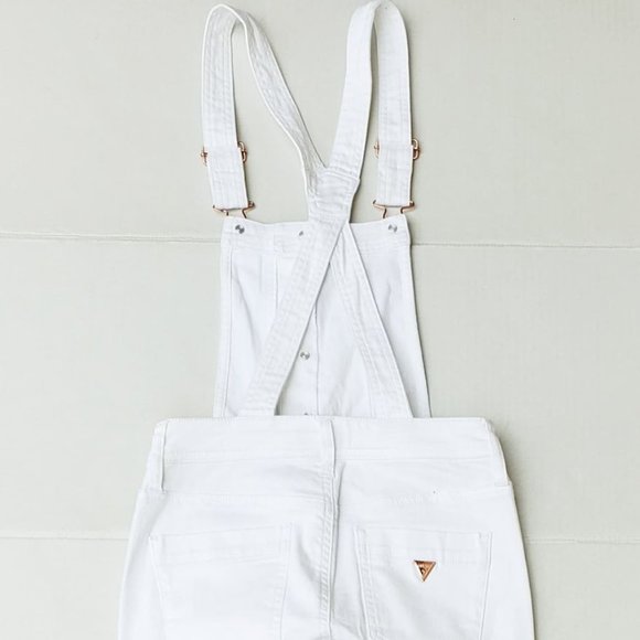 New GUESS Women's White Denim Overall - Picture 7 of 9